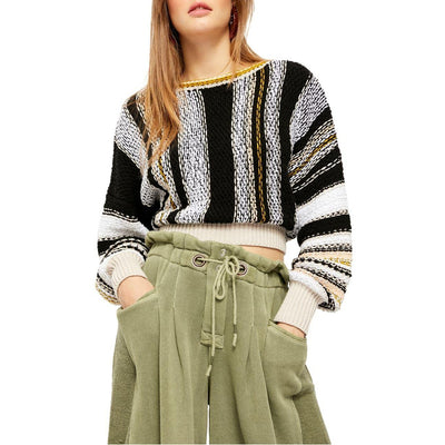 Free People Oversized Sweater Black/White Chunky-Knit