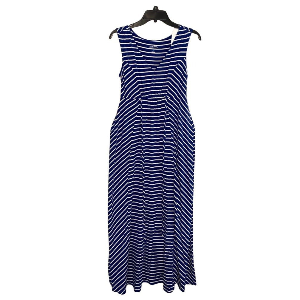 Isabel Maternity Maxi Dress Blue White Stripe Small