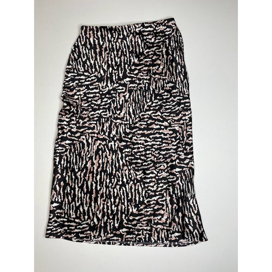 Calvin Klein Midi Skirt Small Black White Tiger Print