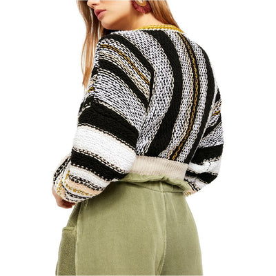 Free People Oversized Sweater Black/White Chunky-Knit