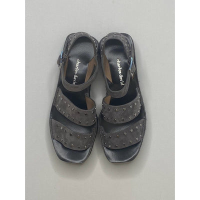 Charles David Espadrille Platform Sandals 5.5 Black Gray