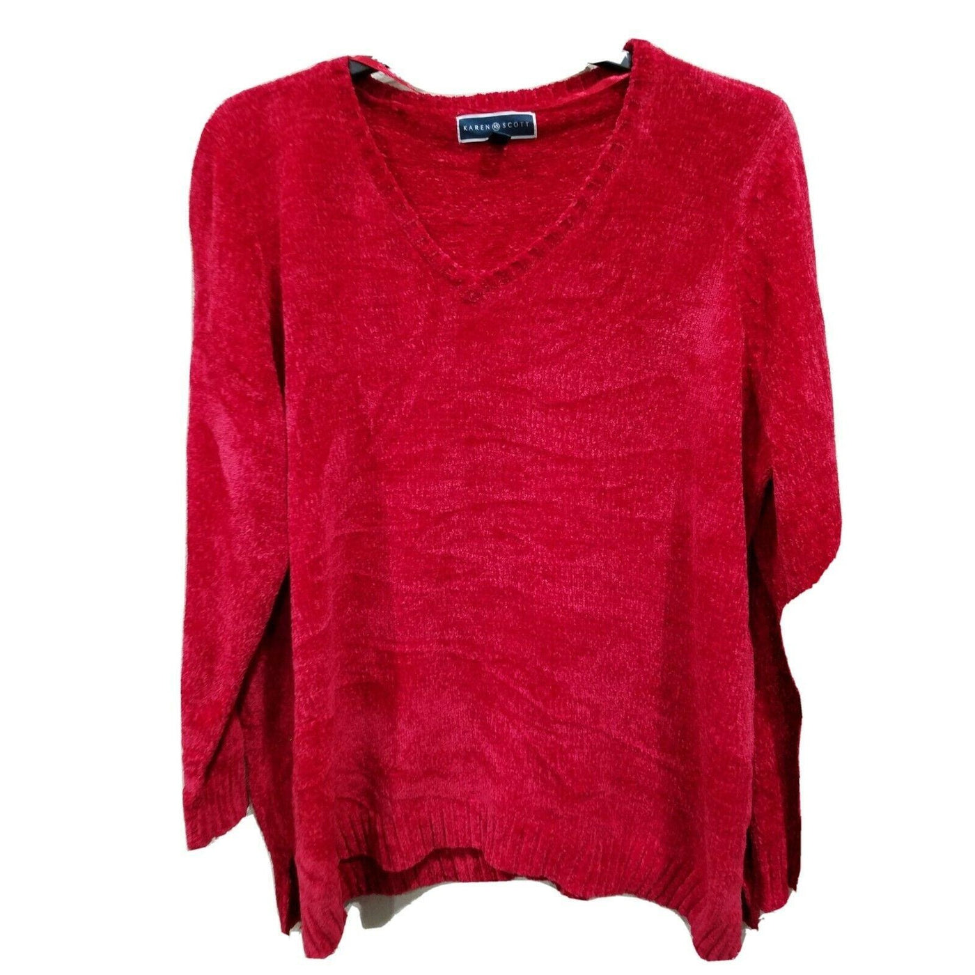 Karen Scott Soft Chenille Sweater 1X Red