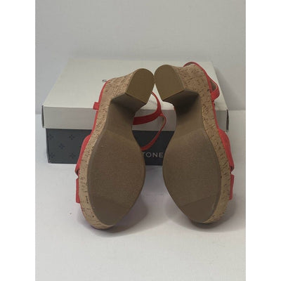 Sun + Stone Platform Cork Sandal 8 Coral