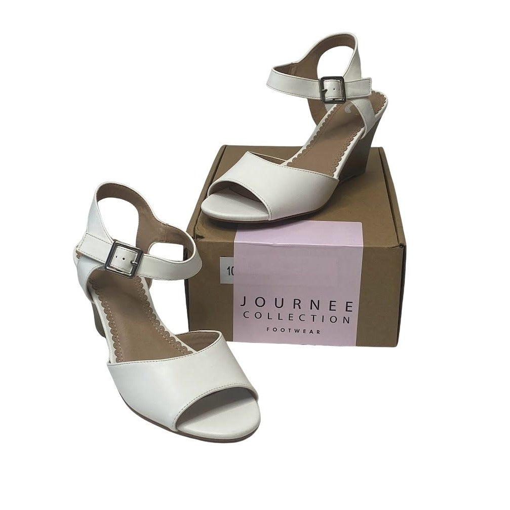 Journee Collection Wedge Dress Sandal 10 White