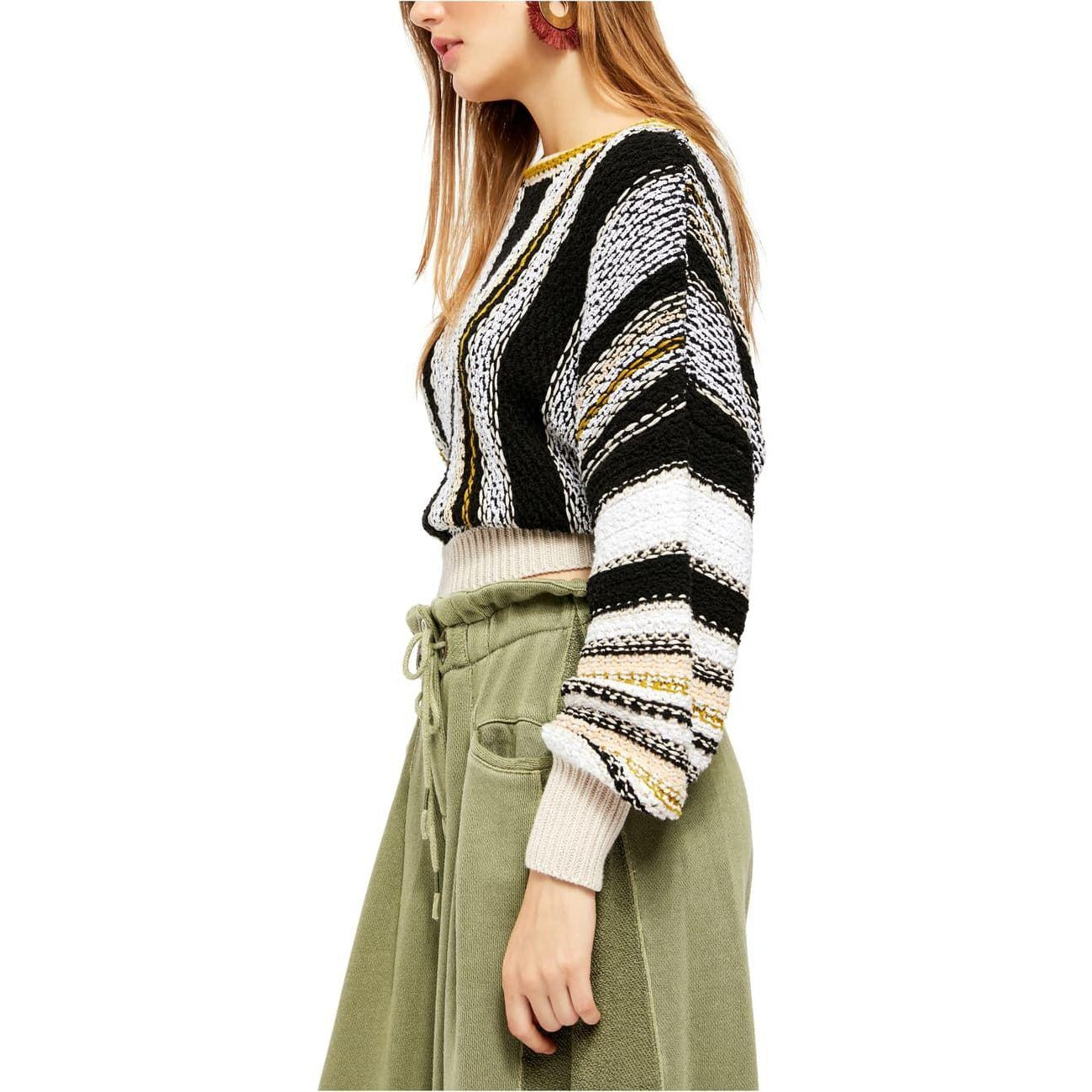 Free People Oversized Sweater Black/White Chunky-Knit