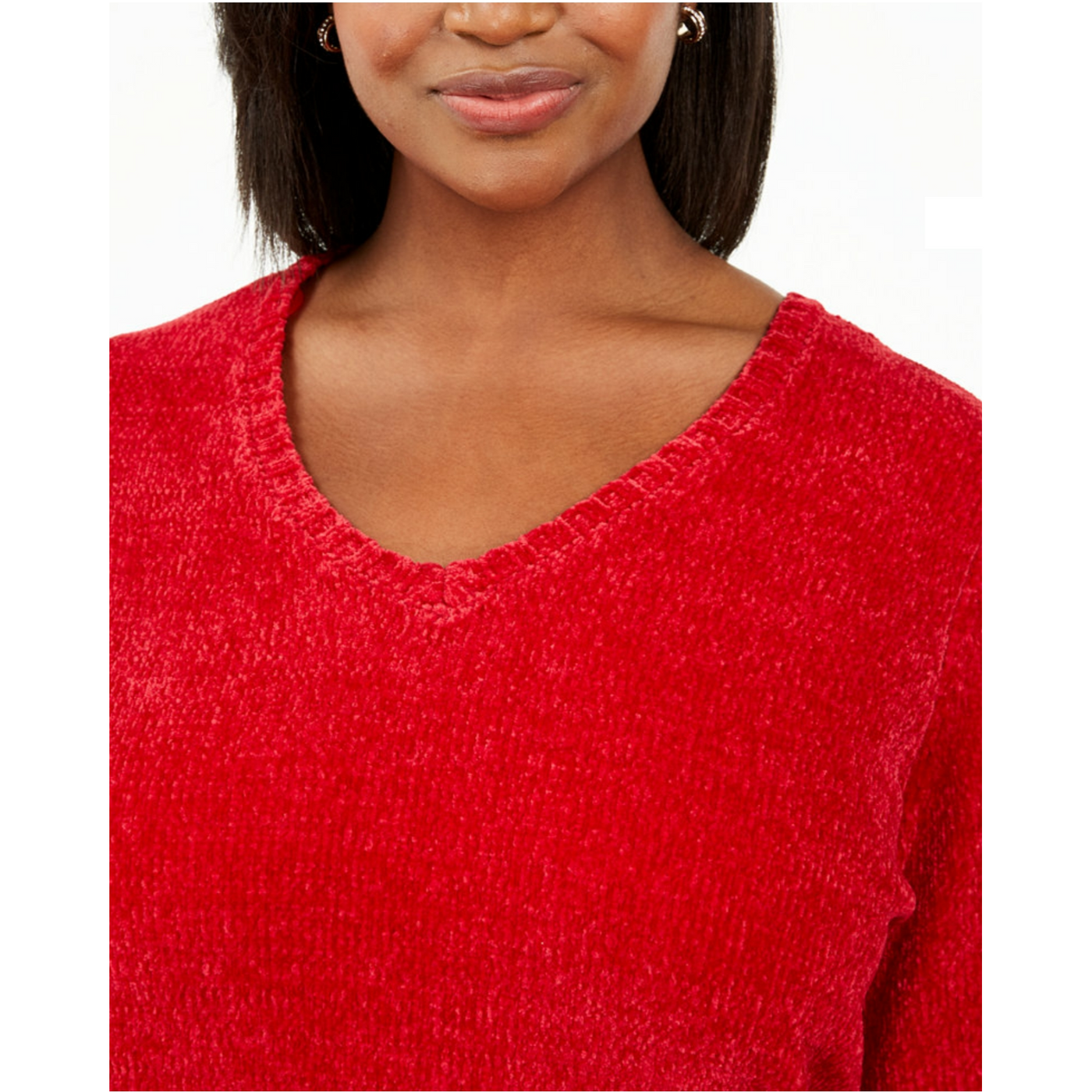 Karen Scott Soft Chenille Sweater 1X Red