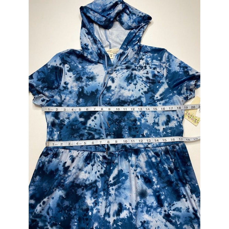 BeBop Hoodie Dress Medium Blue Tie Dyed