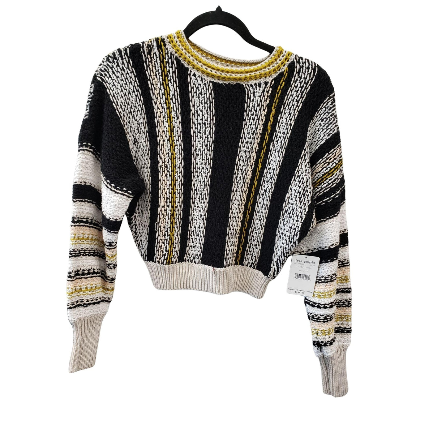 Free People Oversized Sweater Black/White Chunky-Knit