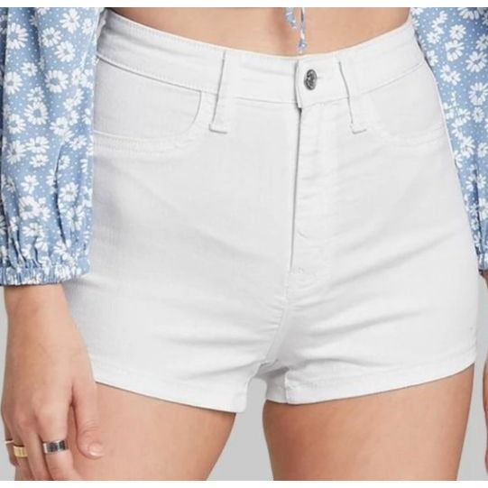 Wild Fable Jean Shorts 12 Large White High-Rise