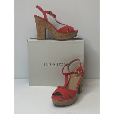 Sun + Stone Platform Cork Sandal 8 Coral