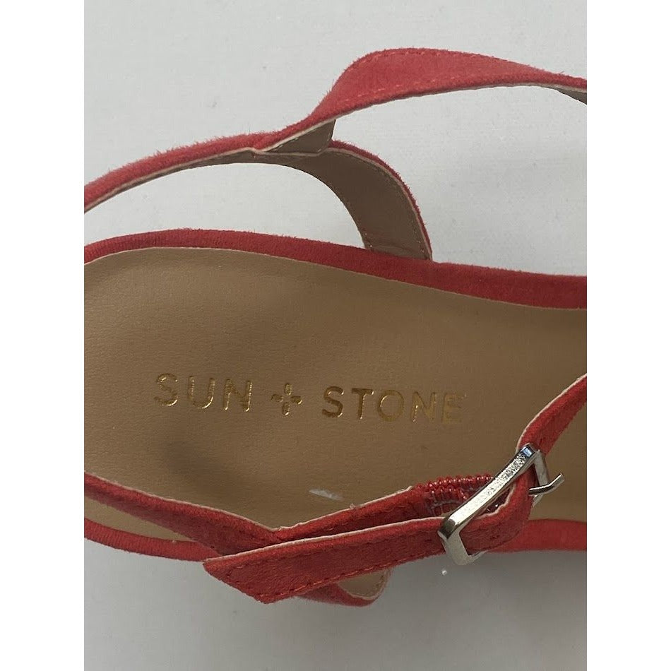 Sun + Stone Platform Cork Dress Sandal 8.5 Coral