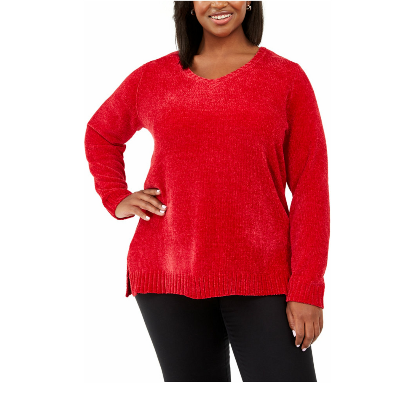 Karen Scott Soft Chenille Sweater 1X Red