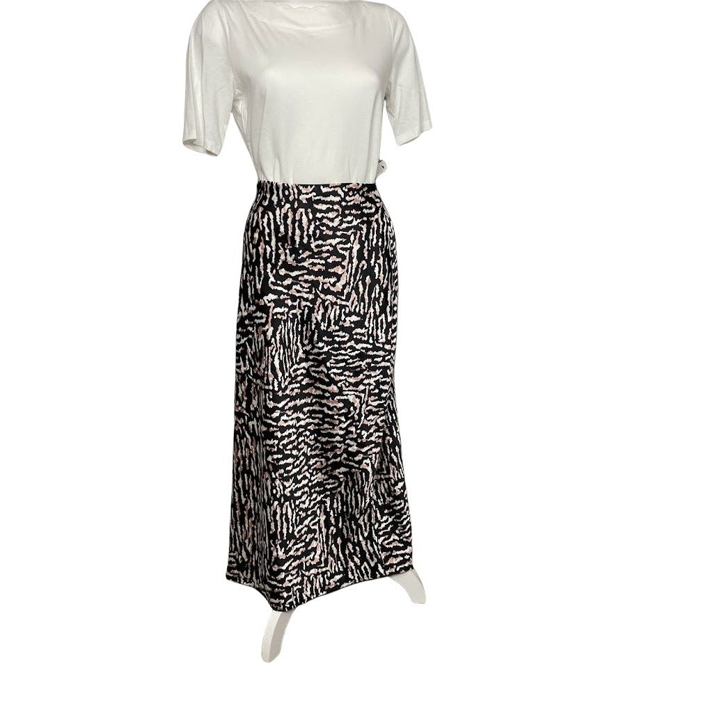 Calvin Klein Midi Skirt Small Black White Tiger Print