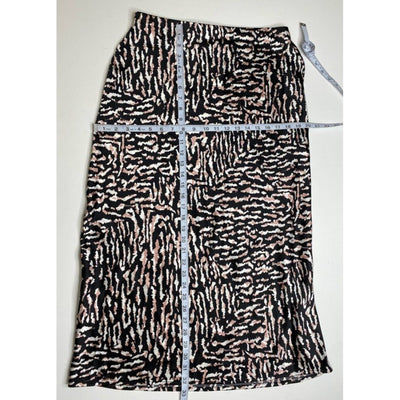 Calvin Klein Midi Skirt Medium Black White Tiger Print