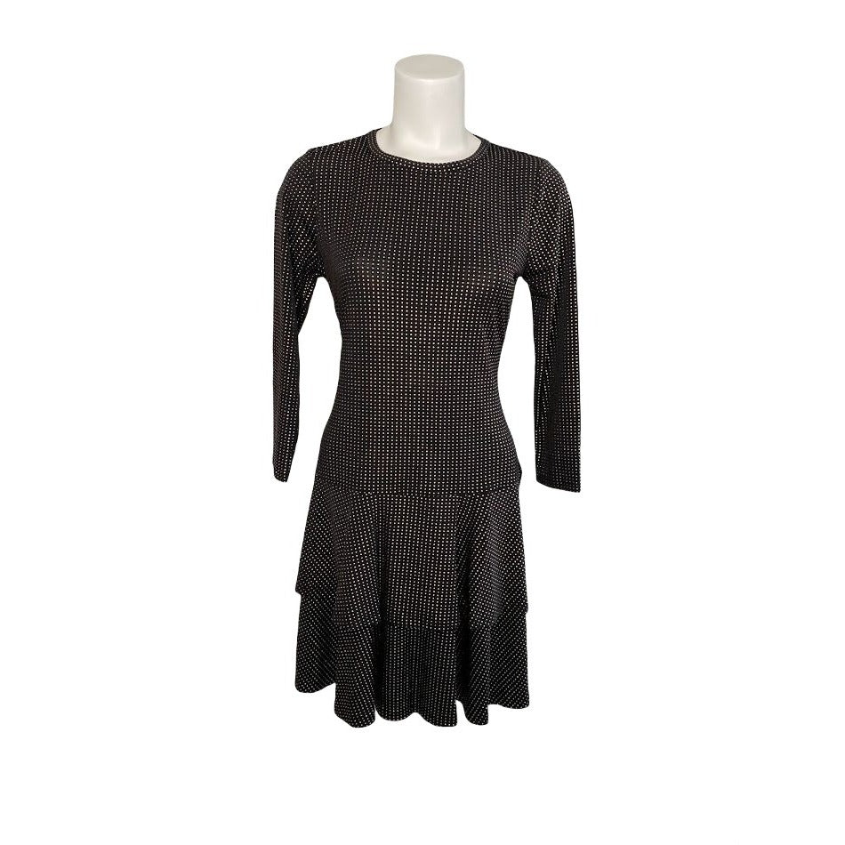 Michael Kors Shift Dress Small Black Gold Metallic Dot Accent