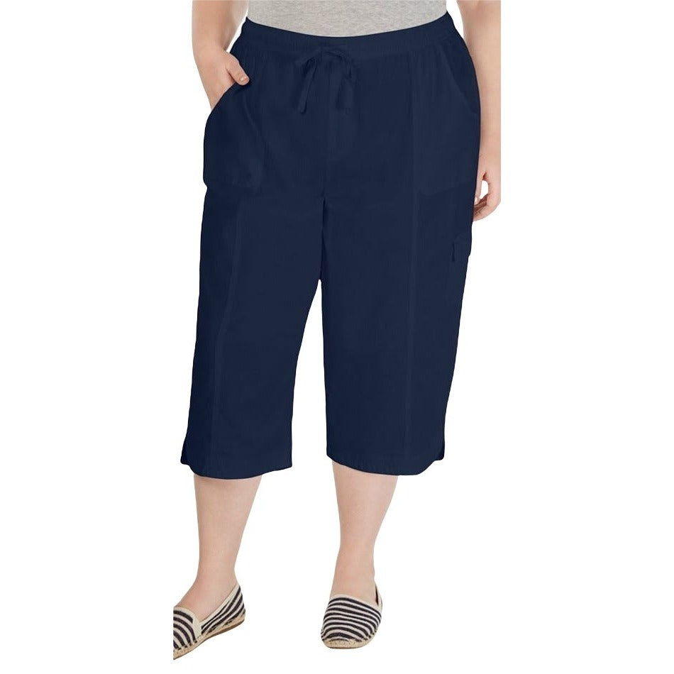 Karen Scott Capri Pants 3X Navy Comfort Waist Relaxed