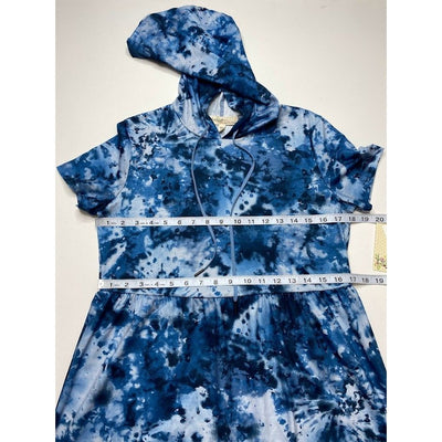 BeBop Hoodie Dress Small Blue Tie Dyed