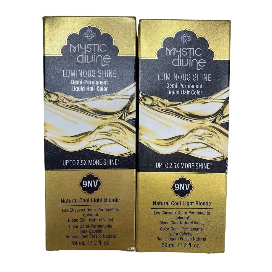 2 MYSTIC DIVINE Luminous Shine Demi-Permanent Hair Color 9NV Natural Cool Lt Brown