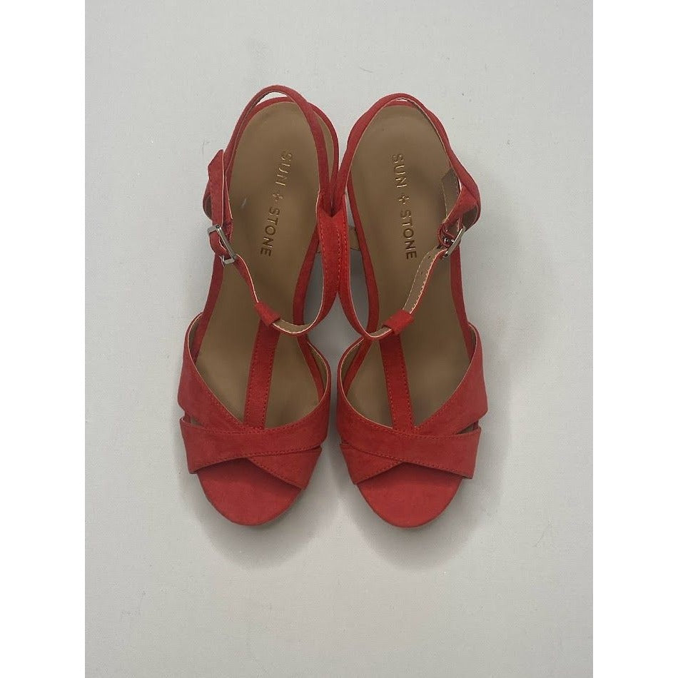 Sun + Stone Platform Cork Sandal 8 Coral