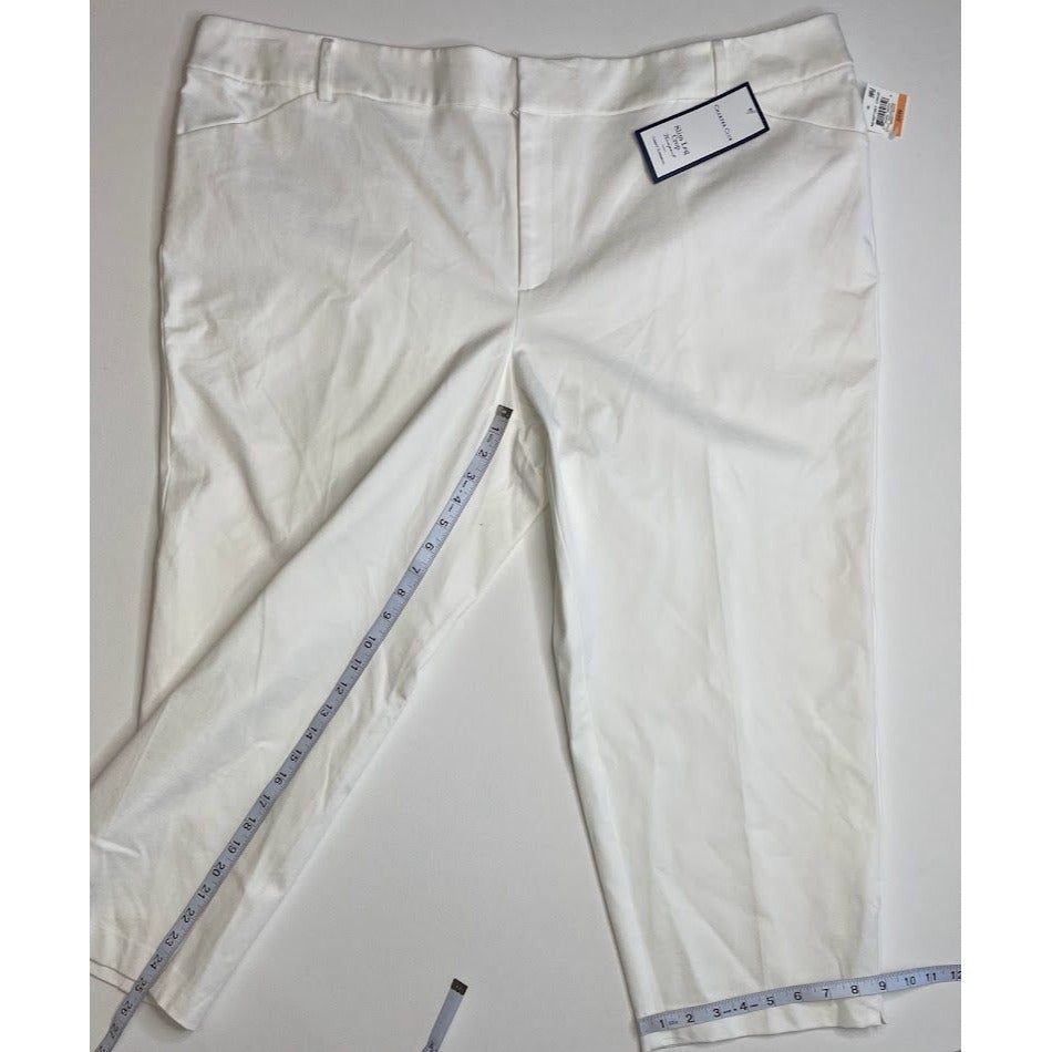 Charter Club Slimming Pants 24W 3X White Plus Size Cropped Stretchy