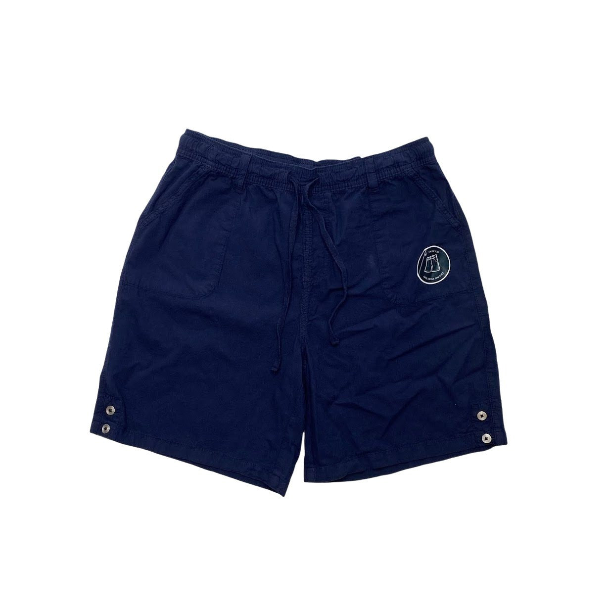 Karen Scott Drawstring Shorts Small Navy Blue Comfort Waist