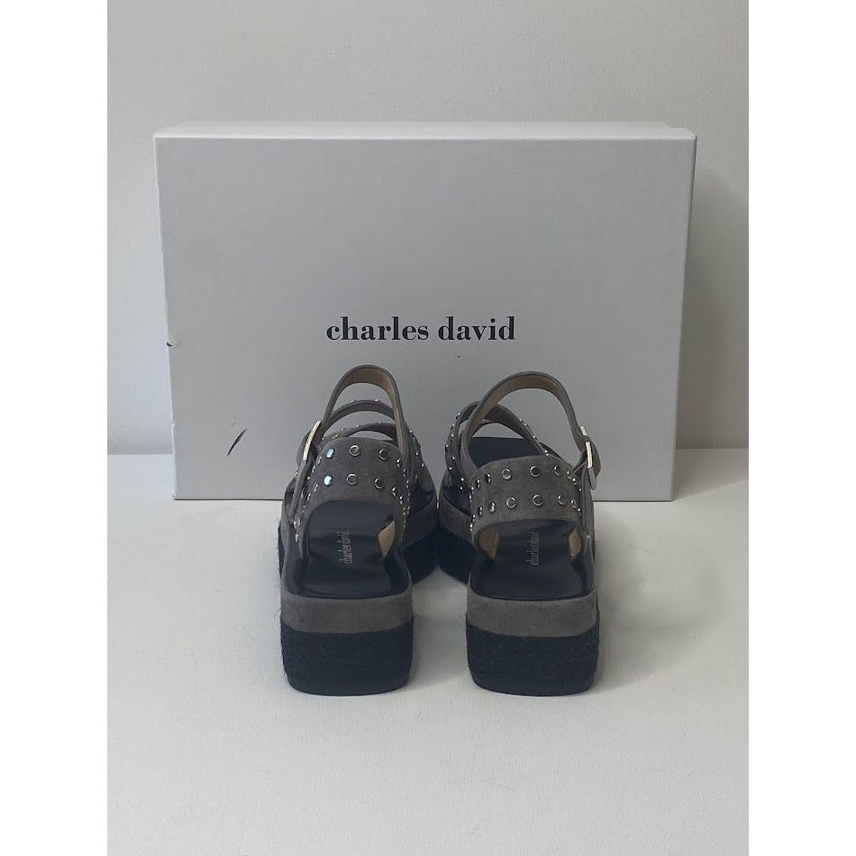 Charles David Espadrille Platform Sandals 5.5 Black Gray