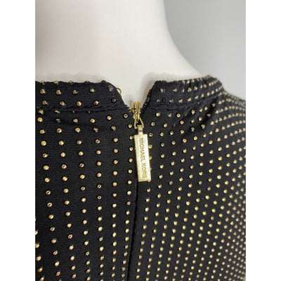 Michael Kors Shift Dress Small Black Gold Metallic Dot Accent