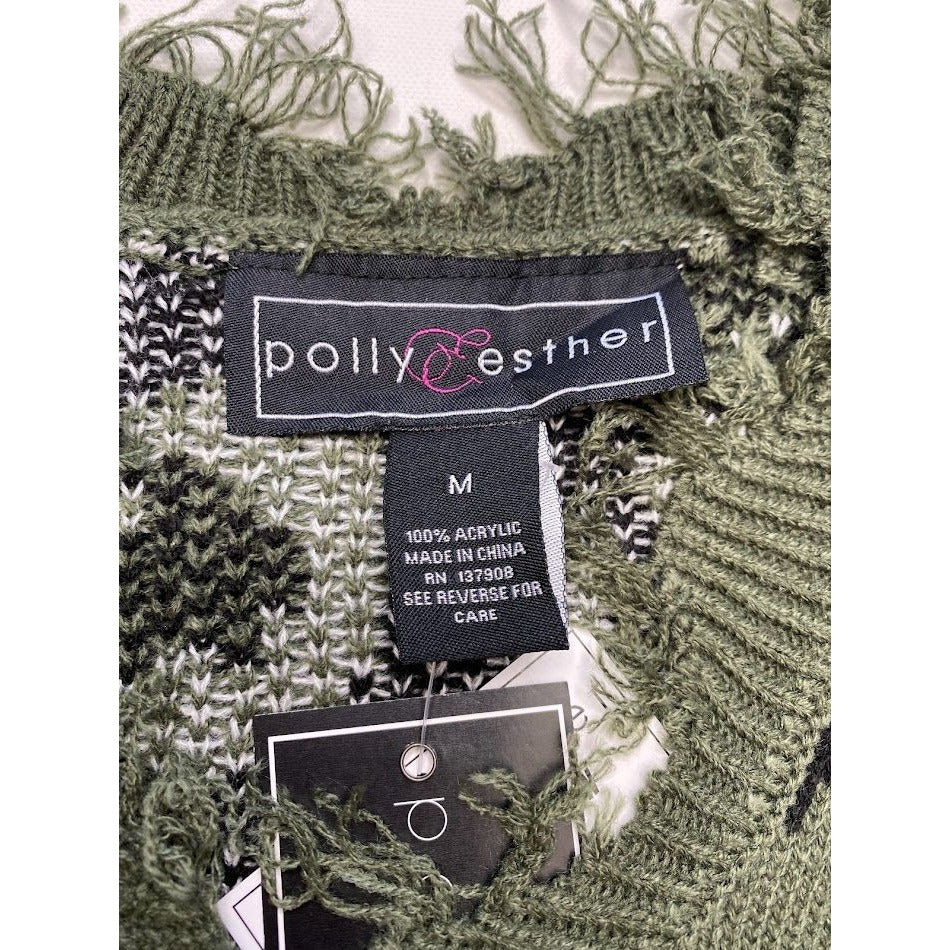 Polly & Esther Sweater Medium Distressed & Destructed