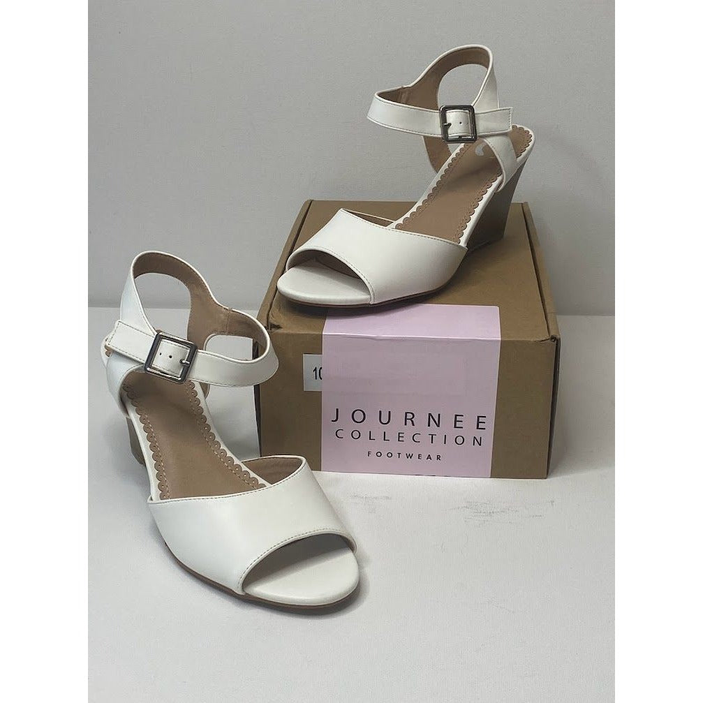 Journee Collection Wedge Dress Sandal 10 White