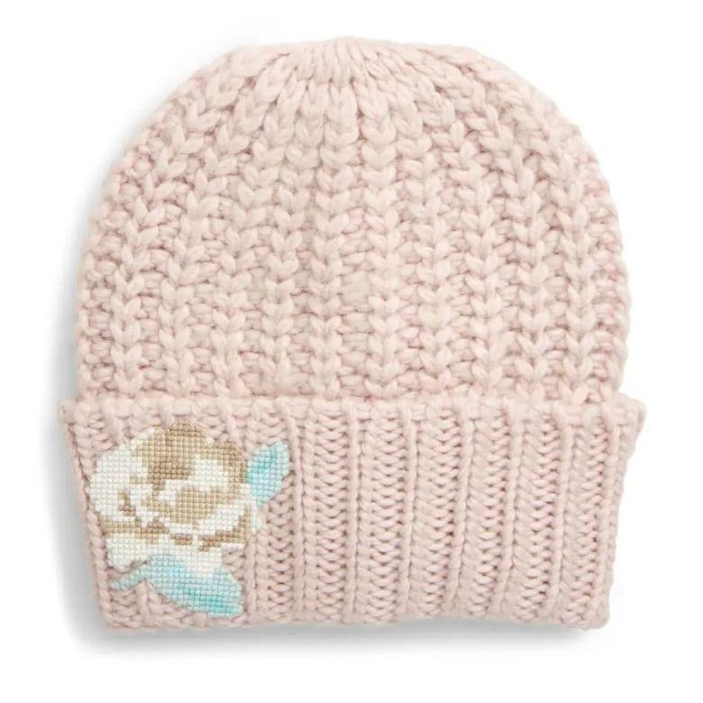 Free People Beanie Hat Flower Embroidered