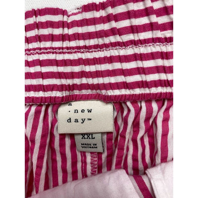 High Rise Belted Shorts XXL Pink White Striped