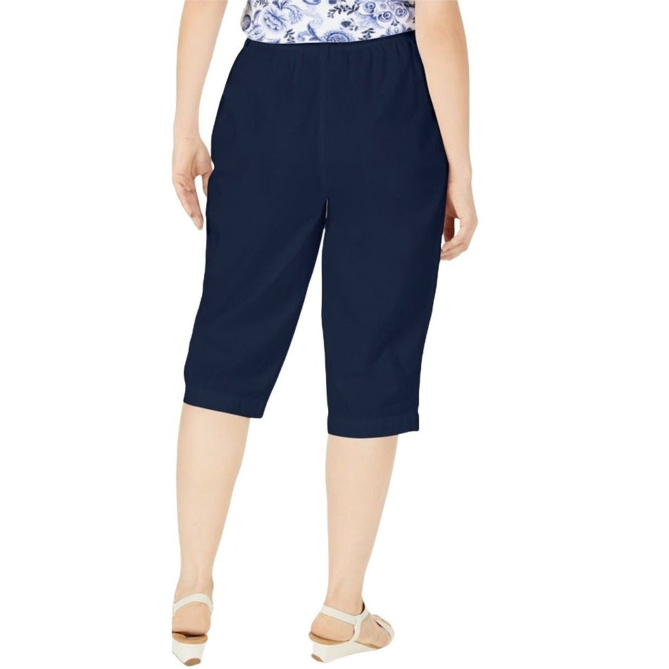 Karen Scott Cropped Skimmer Pant Small Navy Blue