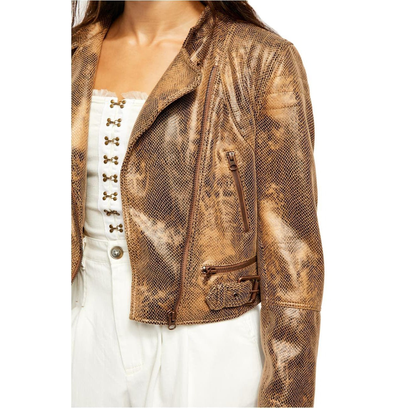 Free People Faux Leather Moto Jacket XS