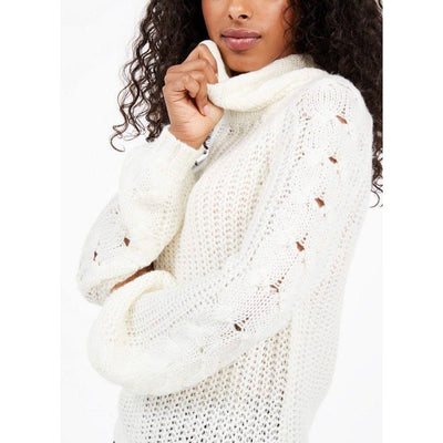 Juniors Planet Gold Cowl-Neck Sweater Ivory