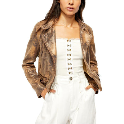 Free People Faux Leather Moto Jacket XS