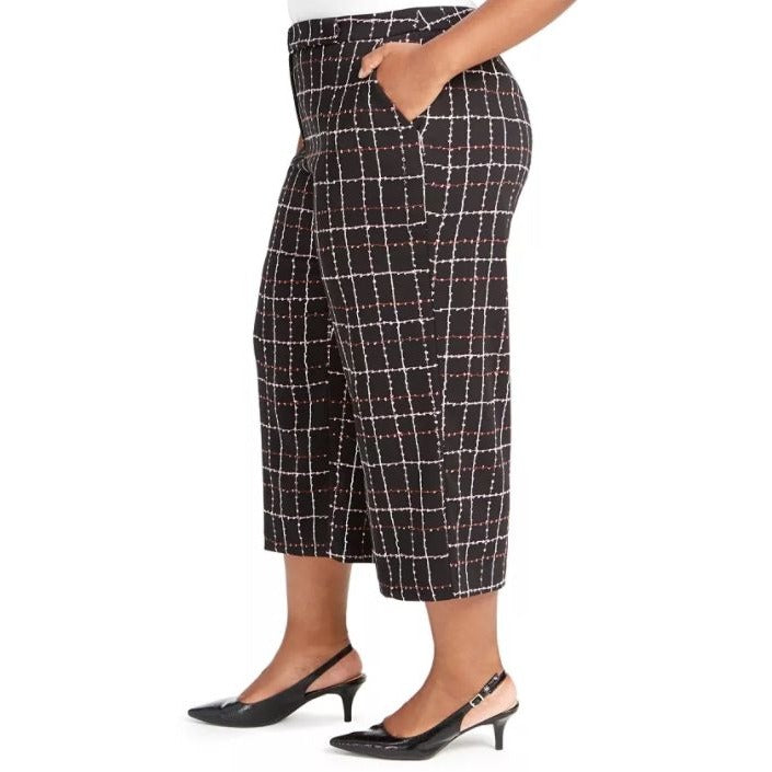 Alfani Capri Pant 24W 3X Black Wide Leg Comfort Waist