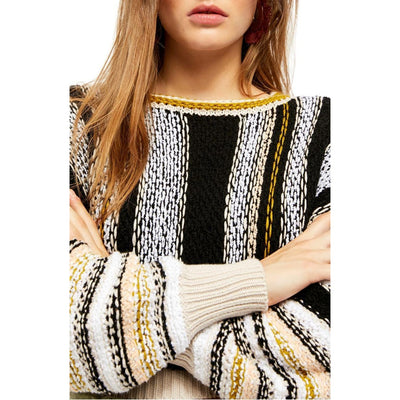 Free People Oversized Sweater Black/White Chunky-Knit