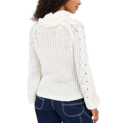 Juniors Planet Gold Cowl-Neck Sweater Ivory