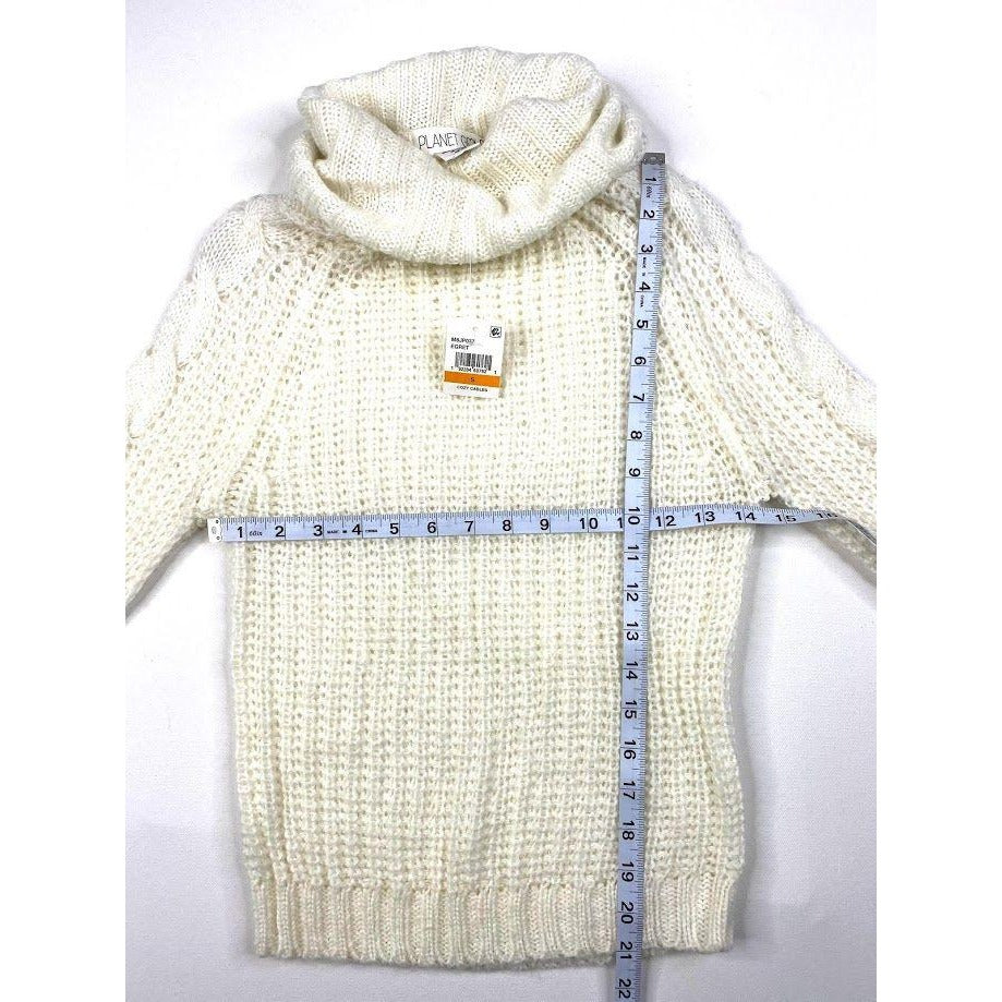 Juniors Planet Gold Cowl-Neck Sweater Ivory