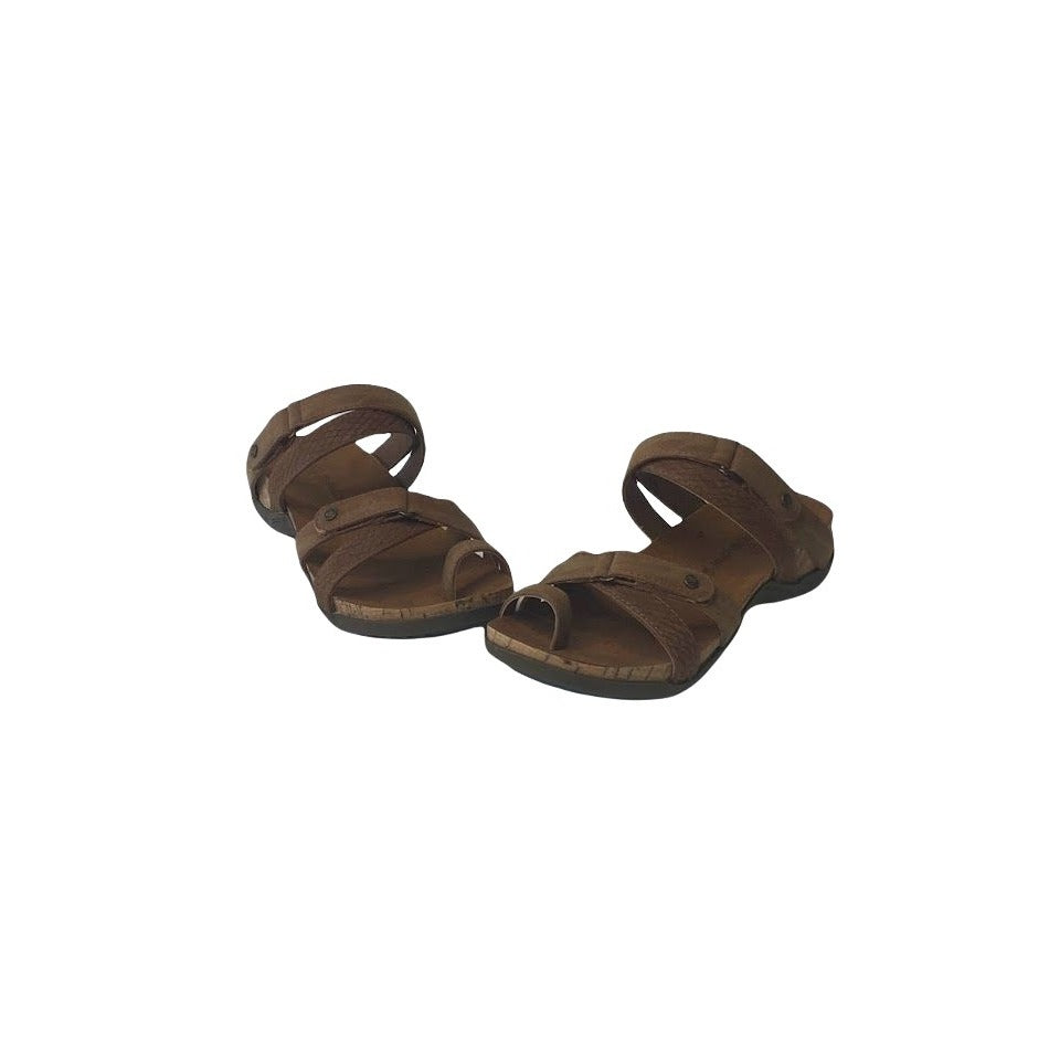 Bearpaw Strappy Thong Cork Brown Sandals 5