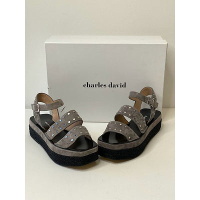 Charles David Espadrille Platform Sandals 5.5 Black Gray