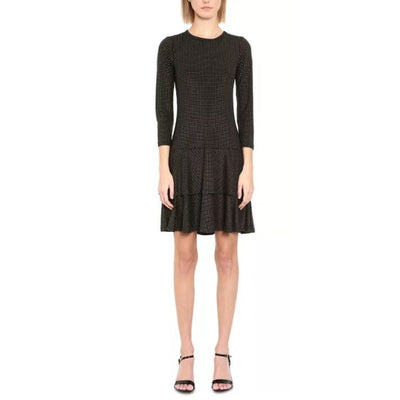 Michael Kors Shift Dress Small Black Gold Metallic Dot Accent