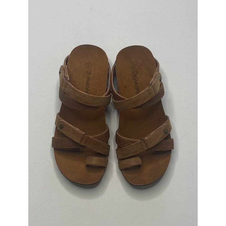 Bearpaw Strappy Thong Cork Brown Sandals 5