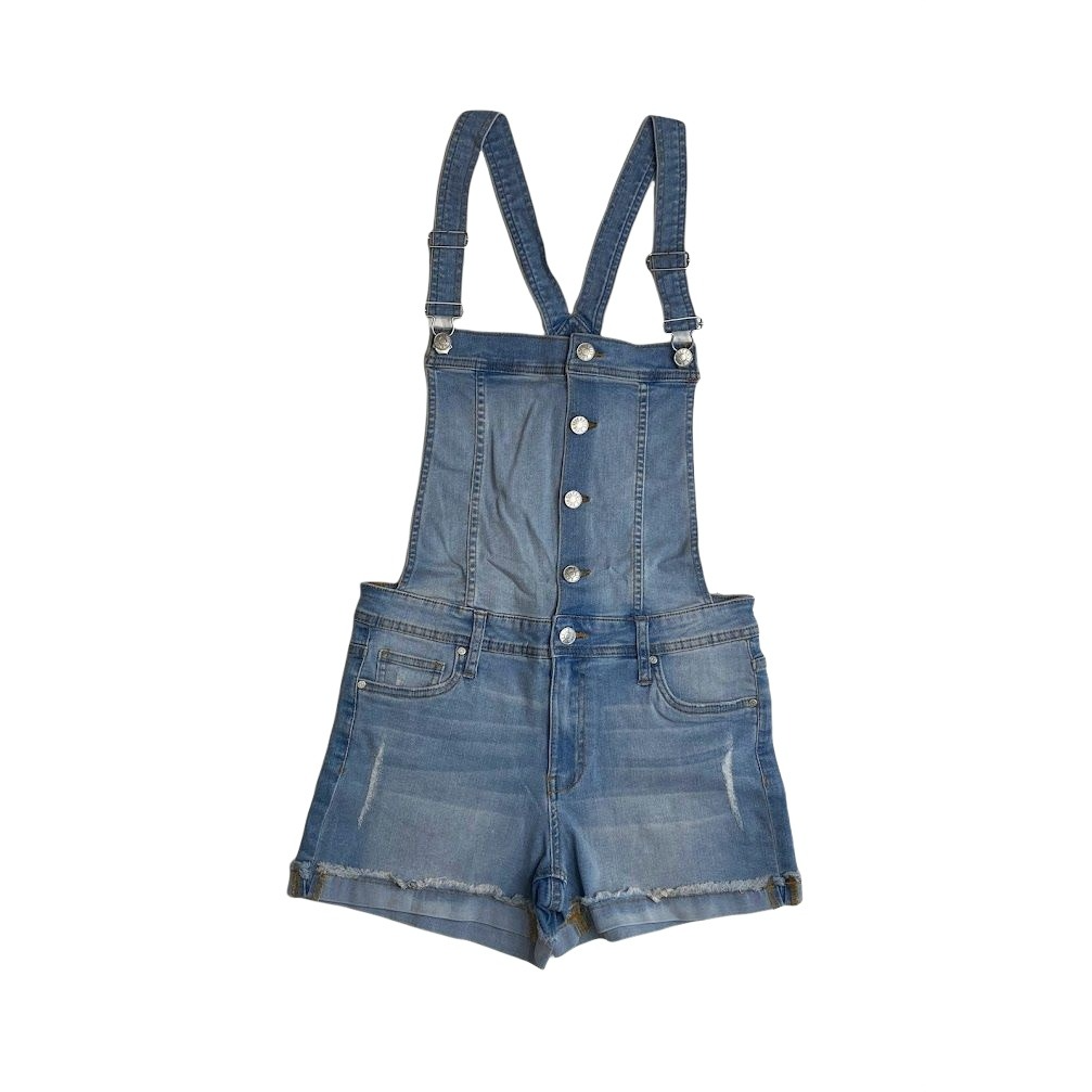 Celebrity Pink Jean Short Overalls Large Distressed