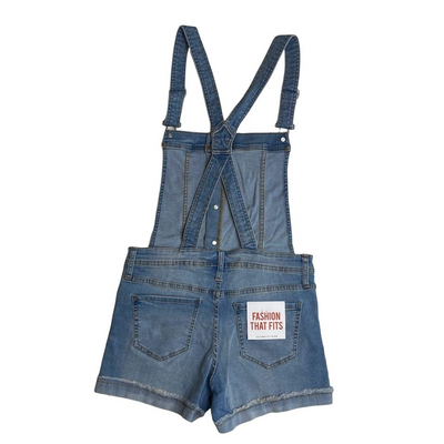 Celebrity Pink Jean Short Overalls Large Distressed