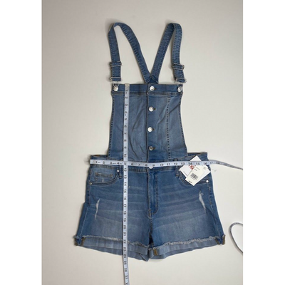 Celebrity Pink Jean Short Overalls Large Distressed