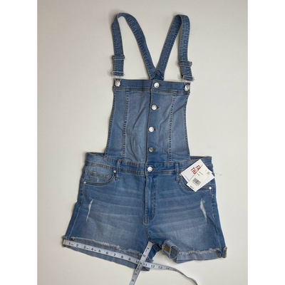 Celebrity Pink Jean Short Overalls Large Distressed